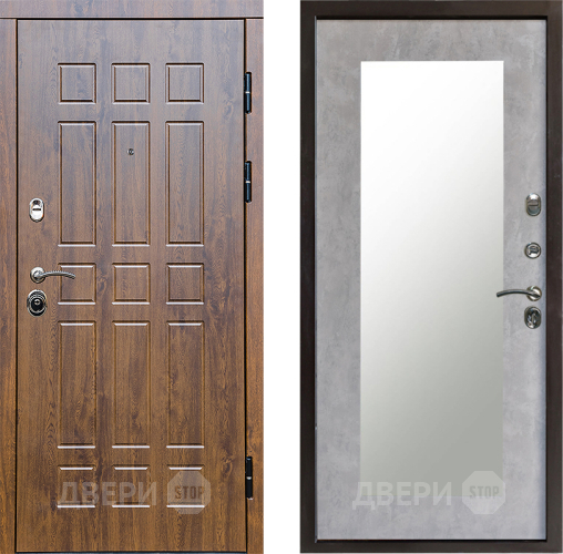 Входная металлическая Дверь Престиж Стандарт Зеркло Пастораль Бетон светлый в Зарайске