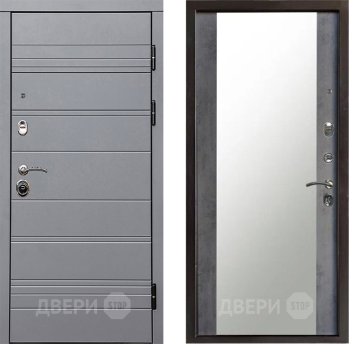 Входная металлическая Дверь Престиж Линия Грэй Зеркало Бетон темный в Зарайске