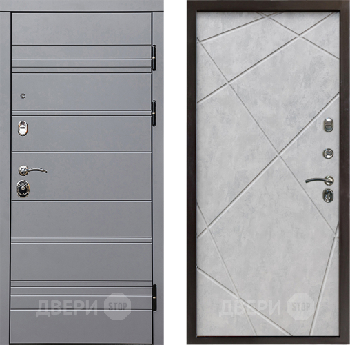 Входная металлическая Дверь Престиж Линия Грэй Лучи Бетон светлый в Зарайске