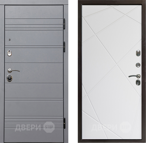 Входная металлическая Дверь Престиж Линия Грэй Лучи Бетон белый в Зарайске
