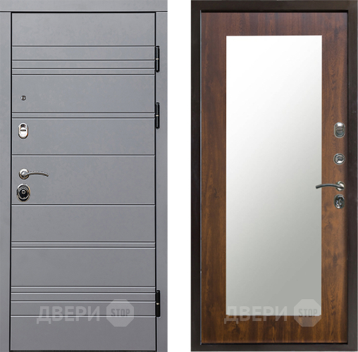 Входная металлическая Дверь Престиж Линия Грэй Зеркло Пастораль Дуб в Зарайске