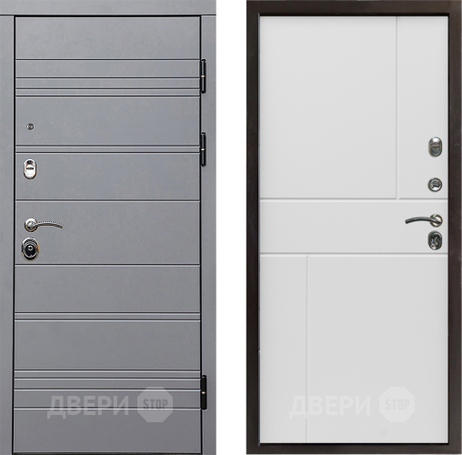 Входная металлическая Дверь Престиж Линия Грэй Горизонт Бетон белый в Зарайске