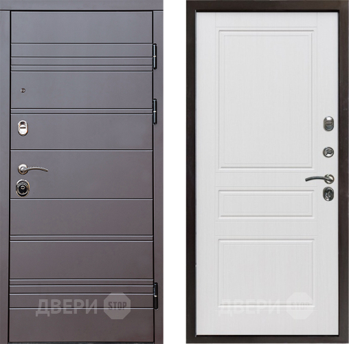 Входная металлическая Дверь Престиж Линия Браун Классика Белое дерево в Зарайске