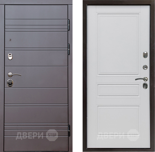 Входная металлическая Дверь Престиж Линия Браун Классика Белый матовый в Зарайске