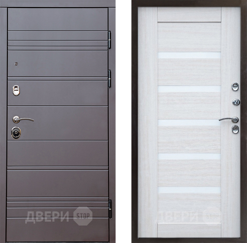 Входная металлическая Дверь Престиж Линия Браун Царга Лиственница белая в Зарайске