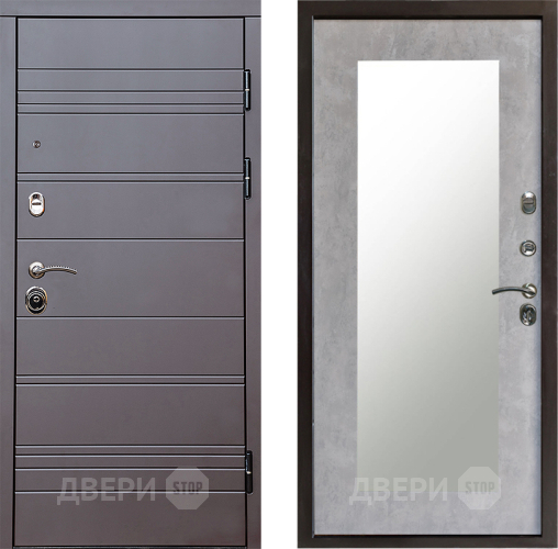 Дверь Престиж Линия Браун Зеркло Пастораль Бетон светлый в Зарайске