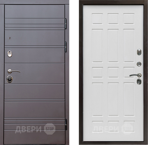 Входная металлическая Дверь Престиж Линия Браун Спарта Белое дерево в Зарайске