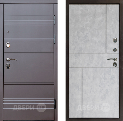 Входная металлическая Дверь Престиж Линия Браун Горизонт Бетон светлый в Зарайске