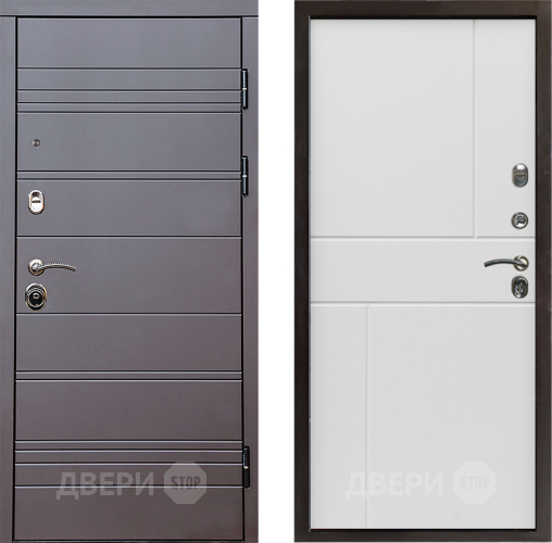 Входная металлическая Дверь Престиж Линия Браун Горизонт Бетон белый в Зарайске