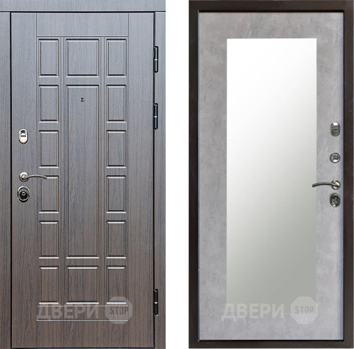 Входная металлическая Дверь Престиж Престиж Зеркло Пастораль Бетон светлый в Зарайске