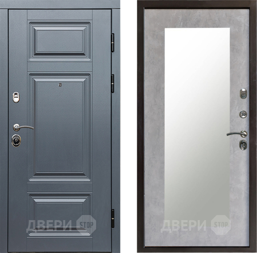 Входная металлическая Дверь Престиж Премиум Зеркло Пастораль Бетон светлый в Зарайске