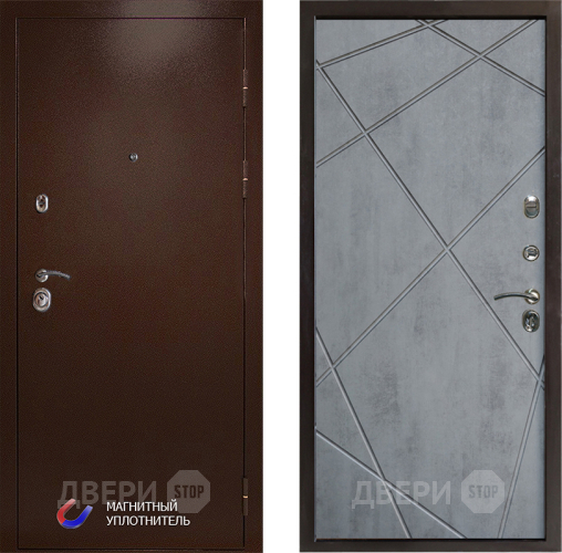 Входная металлическая Дверь Престиж Медь Лучи Бетон темный в Зарайске