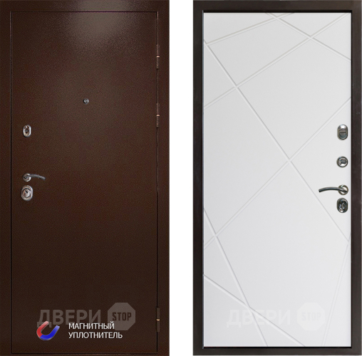 Входная металлическая Дверь Престиж Медь Лучи Бетон белый в Зарайске