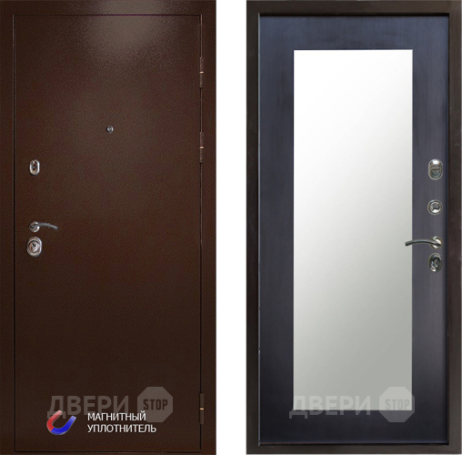 Входная металлическая Дверь Престиж Медь Зеркло Пастораль Венге в Зарайске