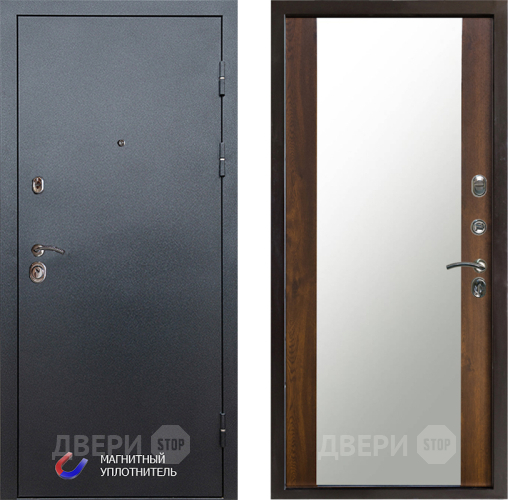 Входная металлическая Дверь Престиж Графит Зеркало Дуб в Зарайске