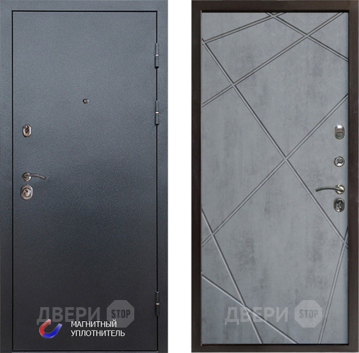 Входная металлическая Дверь Престиж Графит Лучи Бетон темный в Зарайске