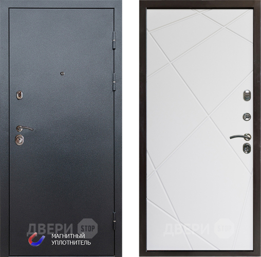 Входная металлическая Дверь Престиж Графит Лучи Бетон белый в Зарайске