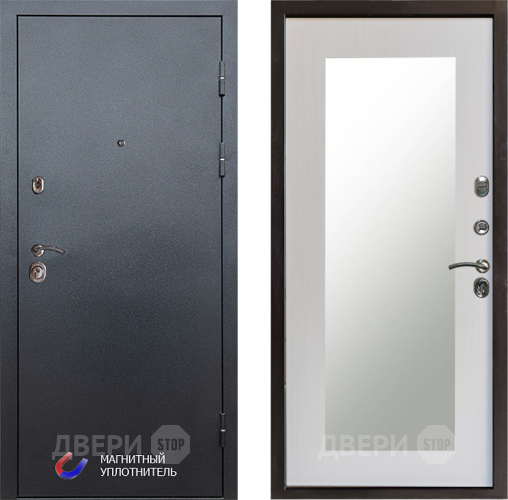 Входная металлическая Дверь Престиж Графит Зеркло Пастораль Лиственница белая в Зарайске