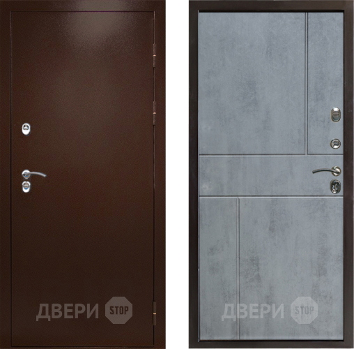 Входная металлическая Дверь Престиж TERMO с терморазрывом Снегирь Медь Горизонт Бетон темный в Зарайске