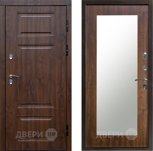 Входная металлическая Дверь Престиж TERMO с терморазрывом Премиум Орех Зеркало пастораль Дуб в Зарайске