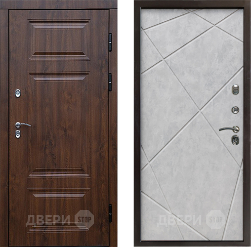 Входная металлическая Дверь Престиж TERMO с терморазрывом Премиум Орех Лучи Бетон светлый в Зарайске