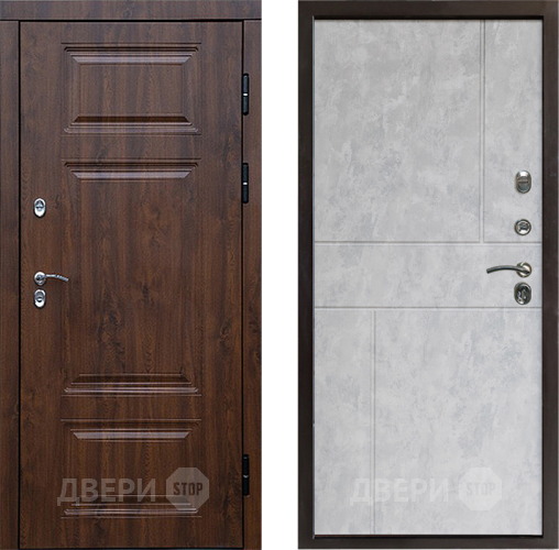 Входная металлическая Дверь Престиж TERMO с терморазрывом Премиум Орех Горизонт Бетон светлый в Зарайске