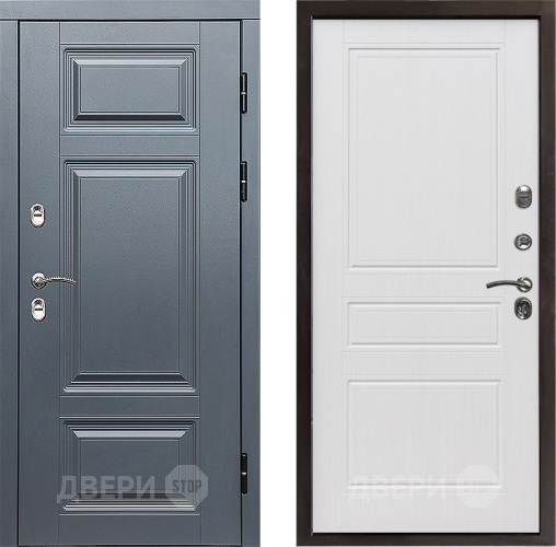 Входная металлическая Дверь Престиж TERMO с терморазрывом Премиум Грэй Классика Белое дерево в Зарайске