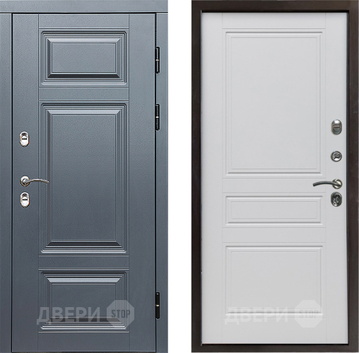 Входная металлическая Дверь Престиж TERMO с терморазрывом Премиум Грэй Классика Белый матовый в Зарайске