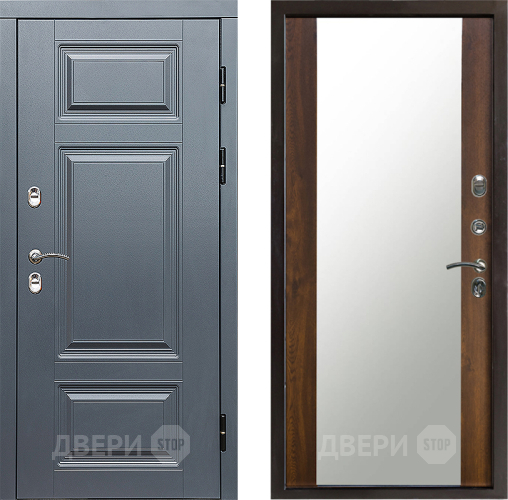 Входная металлическая Дверь Престиж TERMO с терморазрывом Премиум Грэй Зеркало Дуб в Зарайске