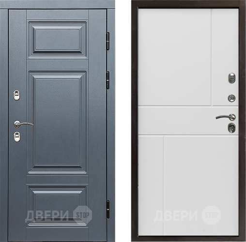 Входная металлическая Дверь Престиж TERMO с терморазрывом Премиум Грэй Горизонт Бетон белый в Зарайске