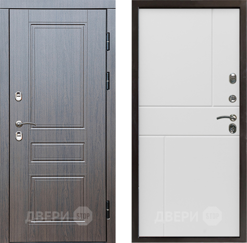 Входная металлическая Дверь Престиж TERMO с терморазрывом Классика Горизонт Бетон белый в Зарайске