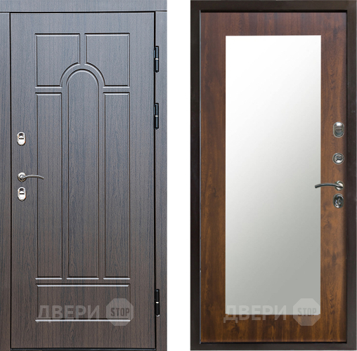 Входная металлическая Дверь Престиж TERMO с терморазрывом Арка Зеркало пастораль Дуб в Зарайске