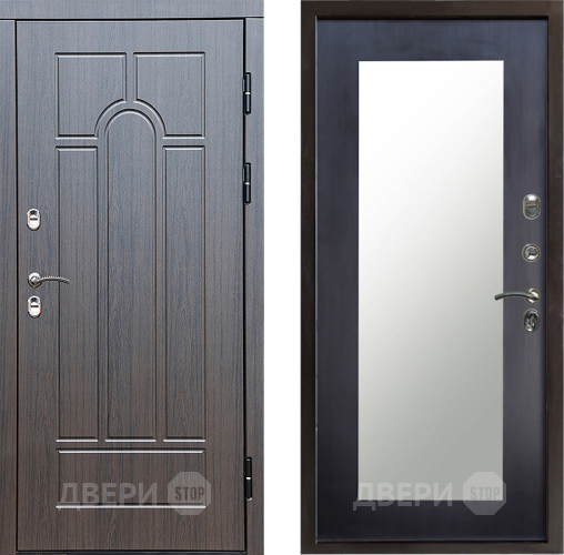 Входная металлическая Дверь Престиж TERMO с терморазрывом Арка Зеркало пастораль Венге в Зарайске