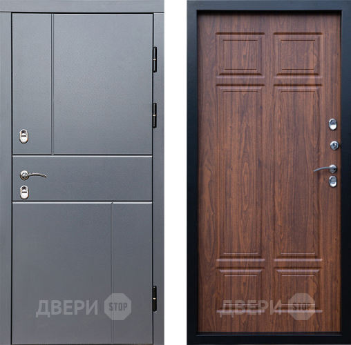 Входная металлическая Дверь Престиж TERMO с терморазрывом Горизонт Грэй Премиум Орех темный в Зарайске