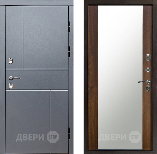 Входная металлическая Дверь Престиж TERMO с терморазрывом Горизонт Грэй Зеркало Дуб в Зарайске