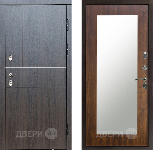 Входная металлическая Дверь Престиж TERMO с терморазрывом Горизонт Венге Зеркало пастораль Дуб в Зарайске