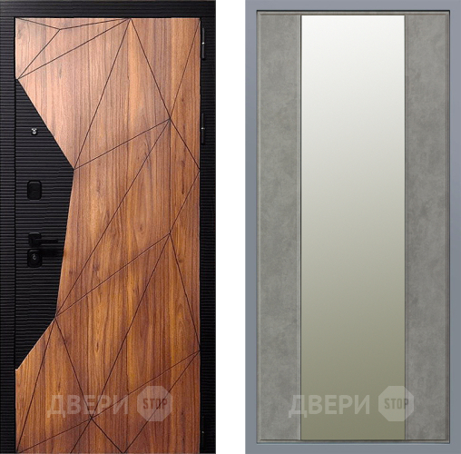 Дверь Заводские двери Морра Зеркало Макси Бетон темный в Зарайске