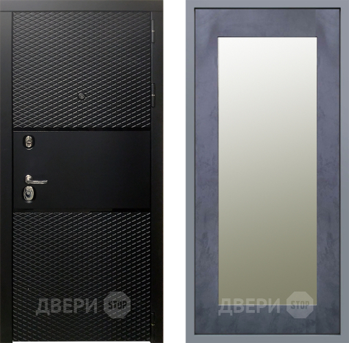 Дверь Заводские двери Тефлон Зеркало Модерн Бетон темный в Зарайске