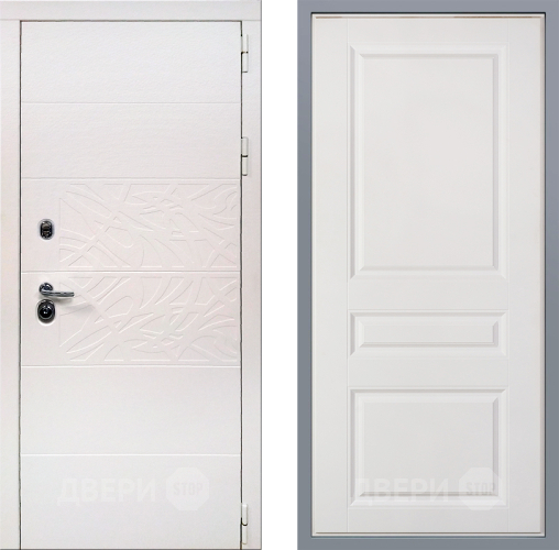 Дверь Заводские двери Дэко Вайт Стокгольм Белый софт в Зарайске