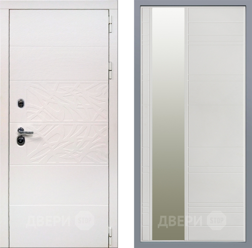 Дверь Заводские двери Дэко Вайт Зеркало Лира Белый софт в Зарайске