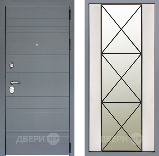 Дверь Заводские двери Лира Софт графит Зеркало Перфекто Структурное дерево в Зарайске