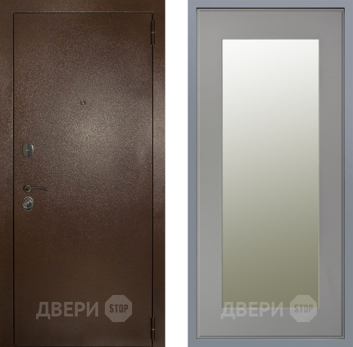 Дверь Заводские двери Эталон 3к антик медь Зеркало Модерн Грей софт в Зарайске