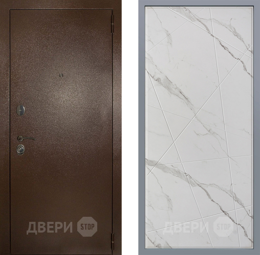 Дверь Заводские двери Эталон 3к антик медь Флитта Мрамор белый в Зарайске