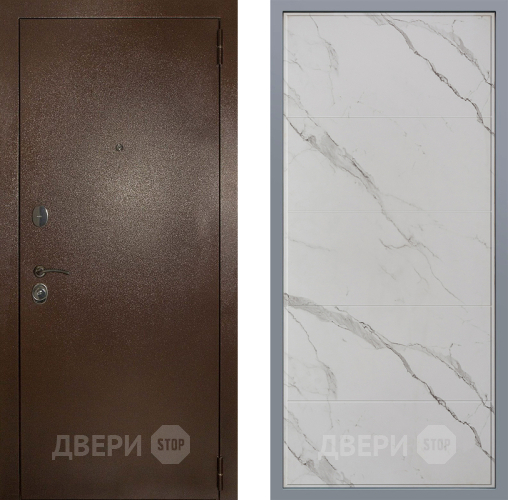 Дверь Заводские двери Эталон 3к антик медь Тривия Мрамор белый в Зарайске