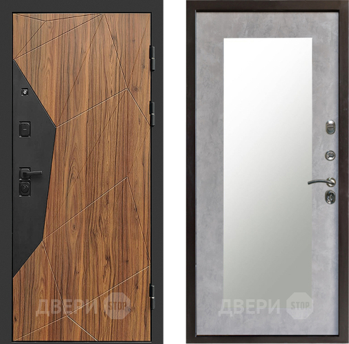 Входная металлическая Дверь Престиж Avangard Зеркло Пастораль Бетон светлый в Зарайске