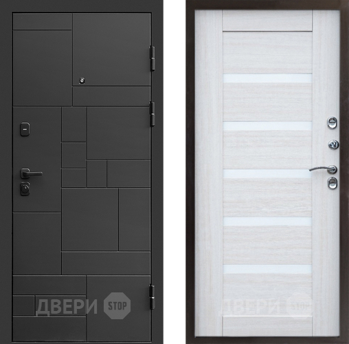 Входная металлическая Дверь Престиж Kvadro Царга Лиственница белая в Зарайске