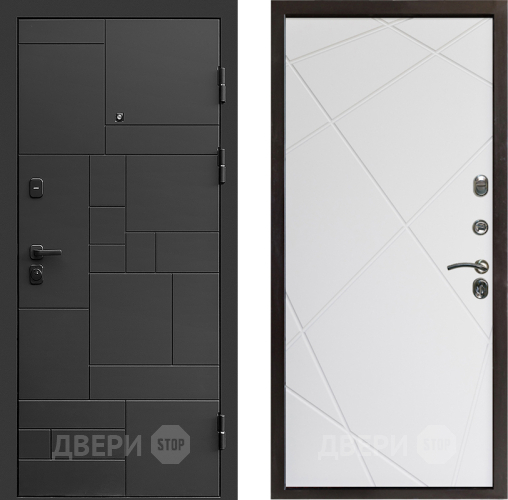 Входная металлическая Дверь Престиж Kvadro Лучи Бетон белый в Зарайске