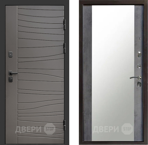Входная металлическая Дверь Престиж Siciliya Зеркало Бетон темный в Зарайске