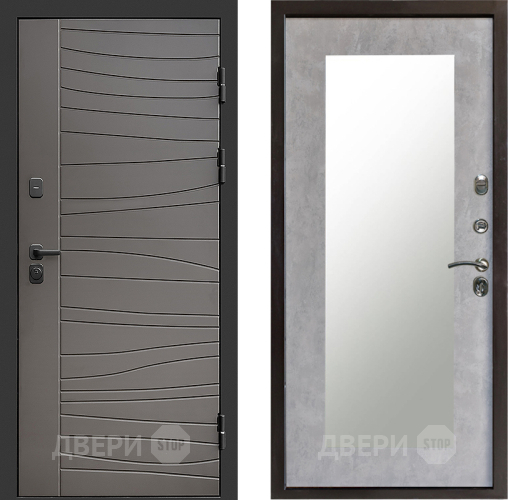 Входная металлическая Дверь Престиж Siciliya Зеркло Пастораль Бетон светлый в Зарайске