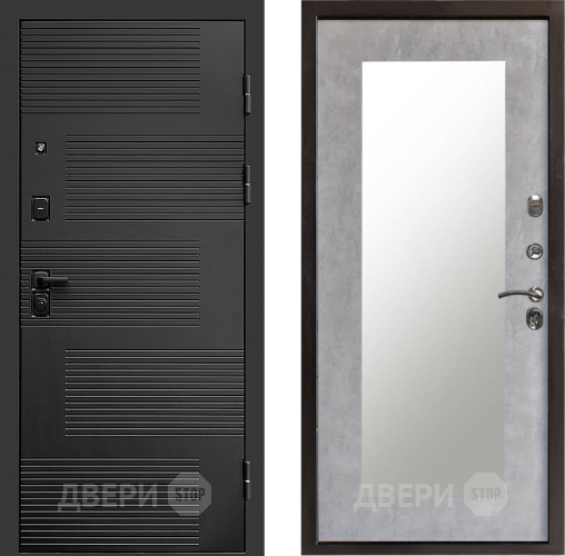 Входная металлическая Дверь Престиж Favorit Зеркло Пастораль Бетон светлый в Зарайске